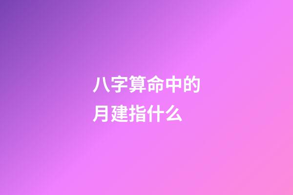 八字算命中的月建指什么