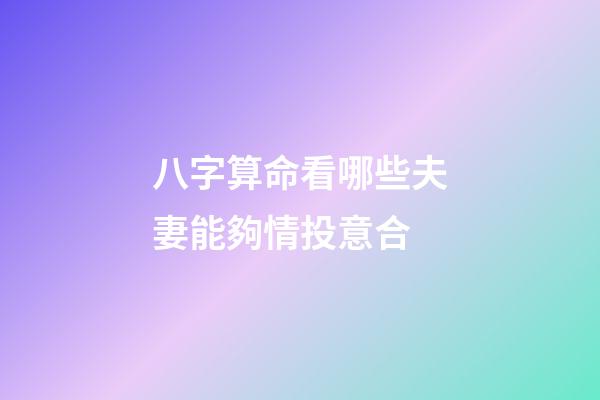 八字算命看哪些夫妻能夠情投意合