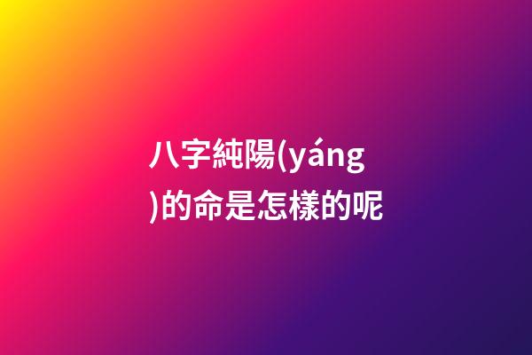 八字純陽(yáng)的命是怎樣的呢?