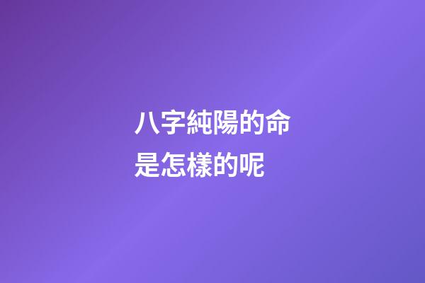 八字純陽的命是怎樣的呢?