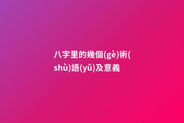 八字里的幾個(gè)術(shù)語(yǔ)及意義