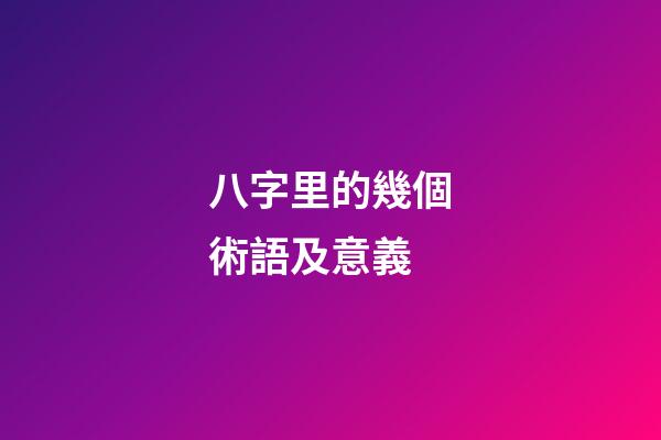 八字里的幾個術語及意義