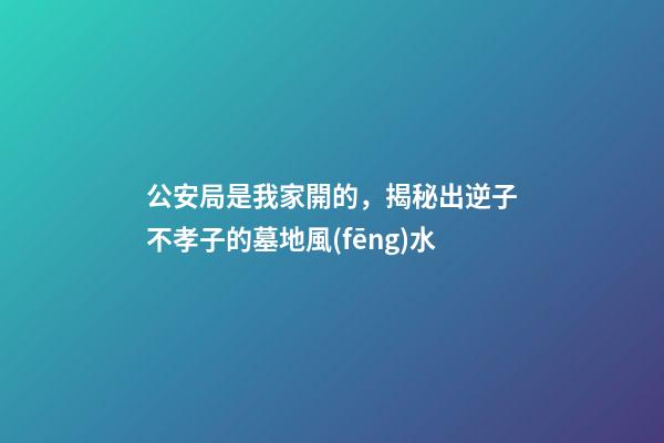 公安局是我家開的，揭秘出逆子不孝子的墓地風(fēng)水