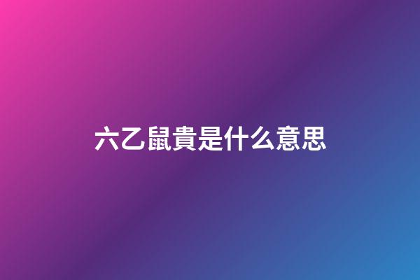 六乙鼠貴是什么意思