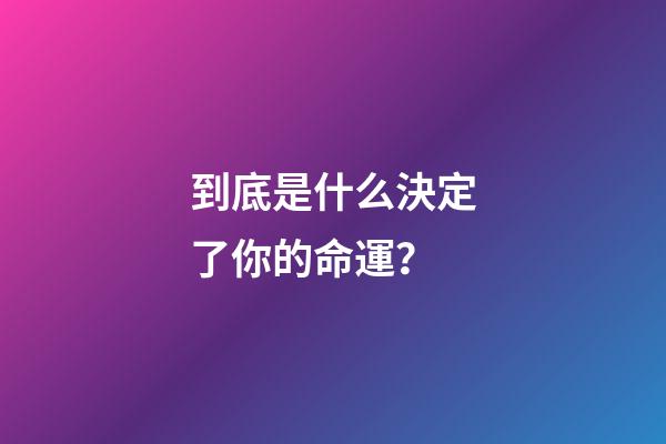 到底是什么決定了你的命運？