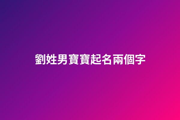 劉姓男寶寶起名兩個字(劉姓男寶寶起名兩個字大全)-第1張-男孩起名-玄機派