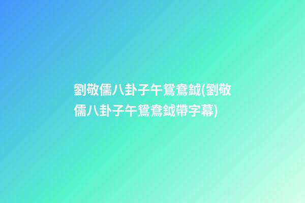 劉敬儒八卦子午鴛鴦鉞(劉敬儒八卦子午鴛鴦鉞帶字幕)