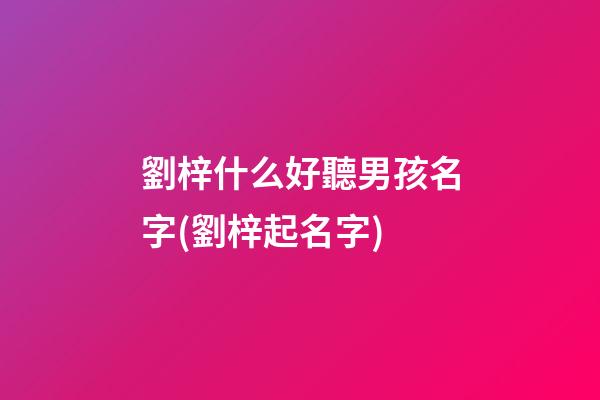 劉梓什么好聽男孩名字(劉梓起名字)