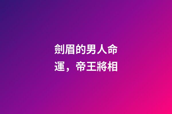 劍眉的男人命運，帝王將相