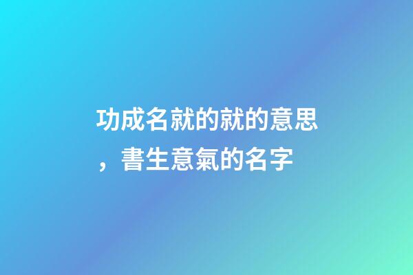 功成名就的就的意思，書生意氣的名字-第1張-觀點-玄機派