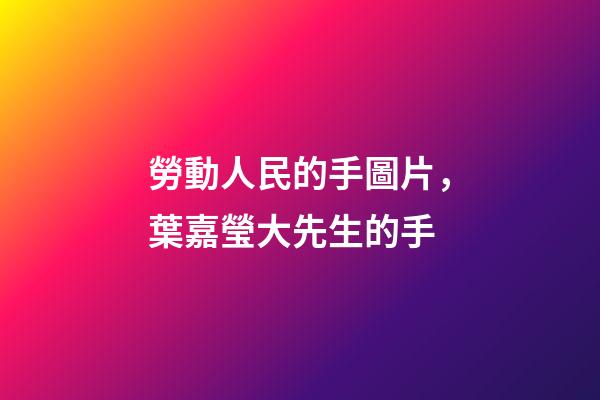 勞動人民的手圖片，葉嘉瑩大先生的手(原創)-第1張-觀點-玄機派