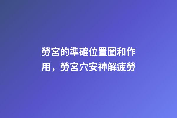 勞宮的準確位置圖和作用，勞宮穴安神解疲勞-第1張-觀點-玄機派