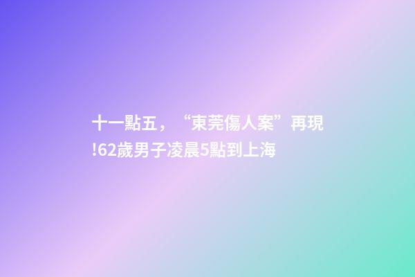 十一點五，“東莞傷人案”再現!62歲男子凌晨5點到上海-第1張-觀點-玄機派