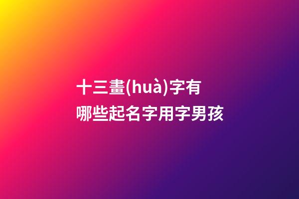 十三畫(huà)字有哪些起名字用字男孩(十三畫(huà)字有哪些起名字用字男孩子)-第1張-男孩起名-玄機(jī)派