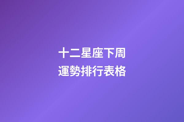 十二星座下周運勢排行表格-第1張-星座運勢-玄機派