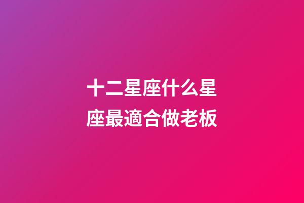 十二星座什么星座最適合做老板-第1張-星座運勢-玄機派