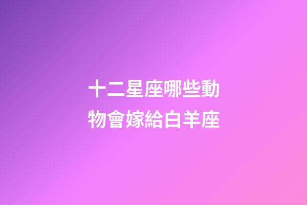 十二星座哪些動物會嫁給白羊座-第1張-星座運勢-玄機派