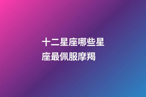 十二星座哪些星座最佩服摩羯-第1張-星座運勢-玄機派