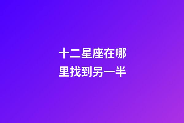 十二星座在哪里找到另一半-第1張-星座運勢-玄機派