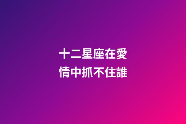 十二星座在愛情中抓不住誰-第1張-星座運勢-玄機派