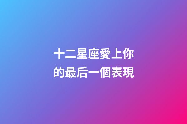十二星座愛上你的最后一個表現
