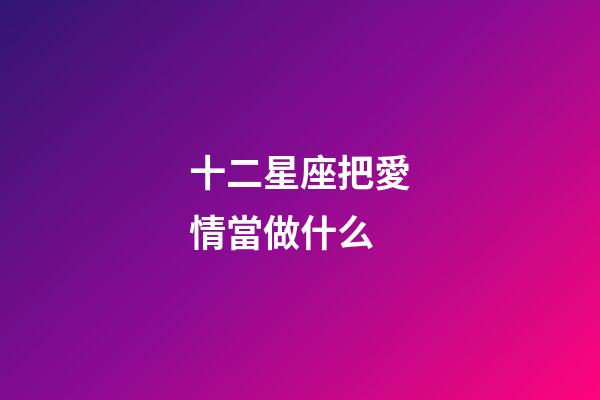 十二星座把愛情當做什么-第1張-星座運勢-玄機派