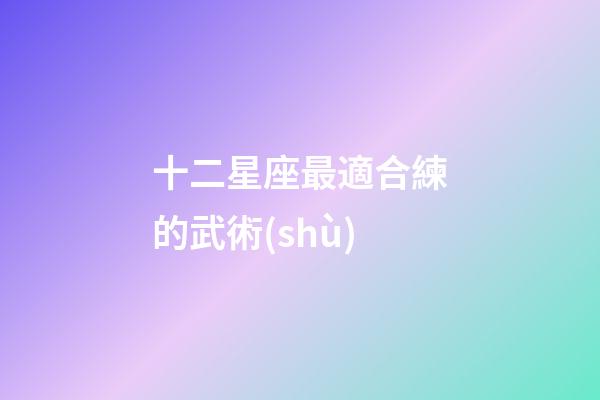 十二星座最適合練的武術(shù)