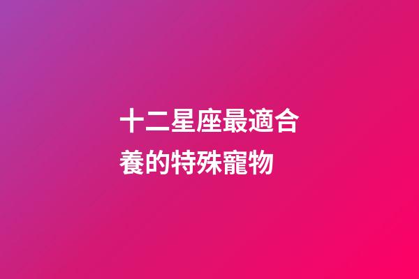十二星座最適合養的特殊寵物-第1張-星座運勢-玄機派