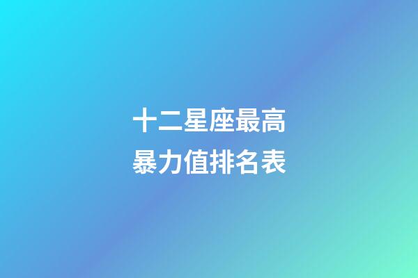 十二星座最高暴力值排名表-第1張-星座運勢-玄機派