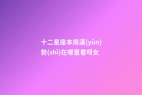 十二星座本周運(yùn)勢(shì)在哪里看呀女-第1張-星座運(yùn)勢(shì)-玄機(jī)派