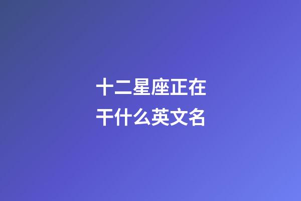 十二星座正在干什么英文名-第1張-星座運勢-玄機派