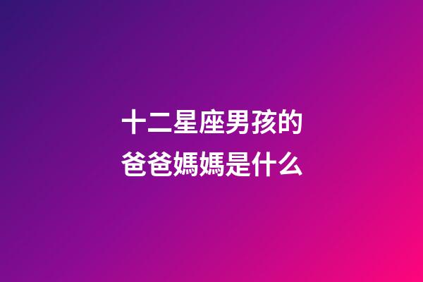 十二星座男孩的爸爸媽媽是什么-第1張-星座運勢-玄機派