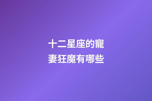 十二星座的寵妻狂魔有哪些-第1張-星座運勢-玄機派