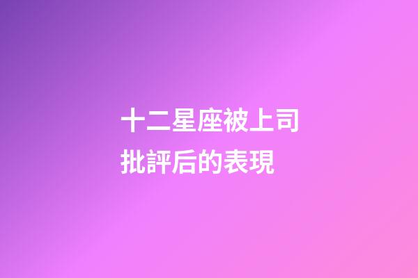 十二星座被上司批評后的表現-第1張-星座運勢-玄機派