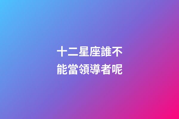十二星座誰不能當領導者呢-第1張-星座運勢-玄機派