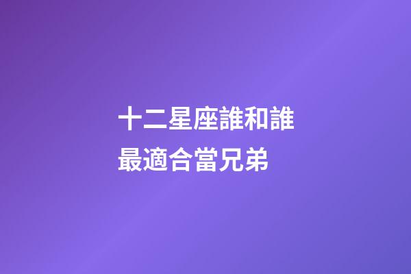 十二星座誰和誰最適合當兄弟-第1張-星座運勢-玄機派