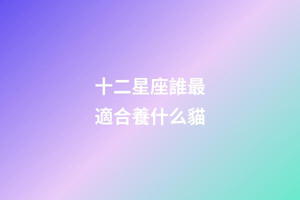十二星座誰最適合養什么貓-第1張-星座運勢-玄機派