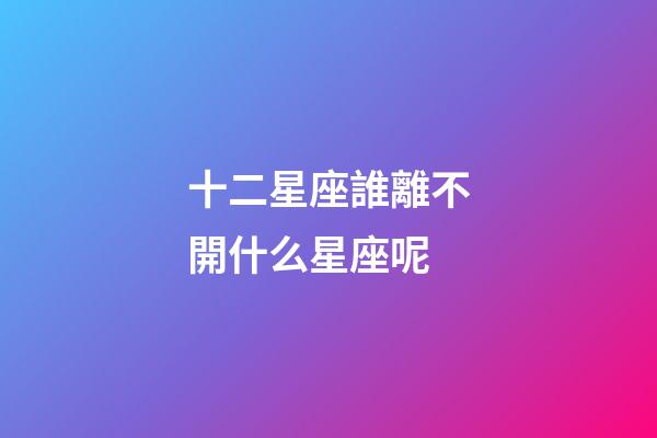 十二星座誰離不開什么星座呢-第1張-星座運勢-玄機派