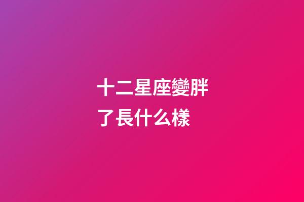 十二星座變胖了長什么樣