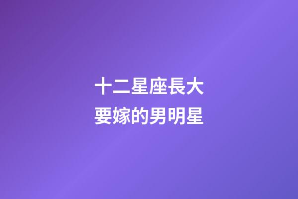 十二星座長大要嫁的男明星-第1張-星座運勢-玄機派