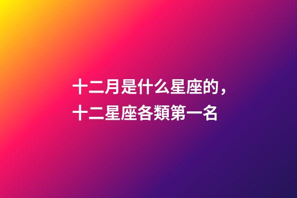 十二月是什么星座的，十二星座各類第一名-第1張-觀點-玄機派