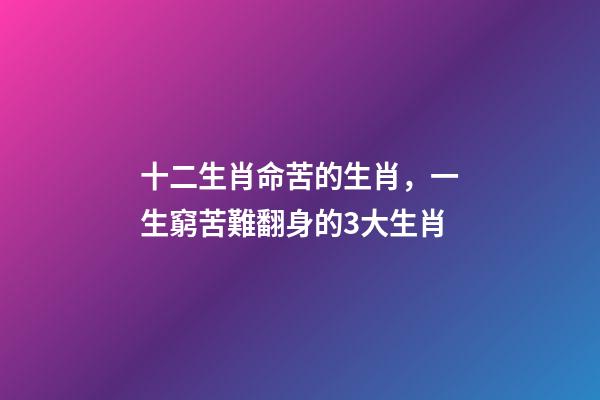 十二生肖命苦的生肖，一生窮苦難翻身的3大生肖-第1張-觀點-玄機派