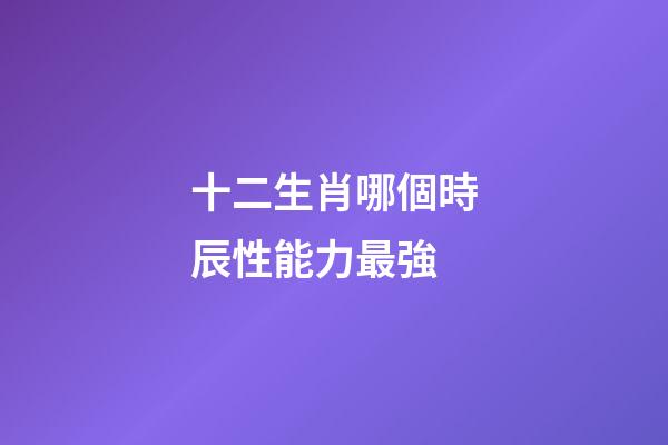 十二生肖哪個時辰性能力最強