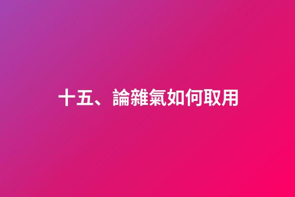 十五、論雜氣如何取用