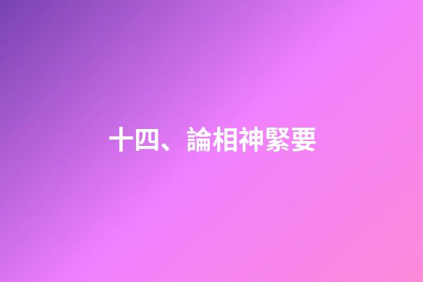 十四、論相神緊要