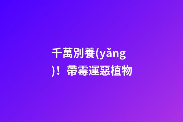 千萬別養(yǎng)！帶霉運惡植物