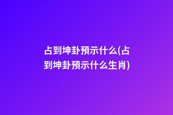占到坤卦預示什么(占到坤卦預示什么生肖)