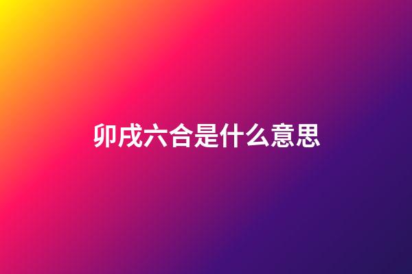 卯戌六合是什么意思