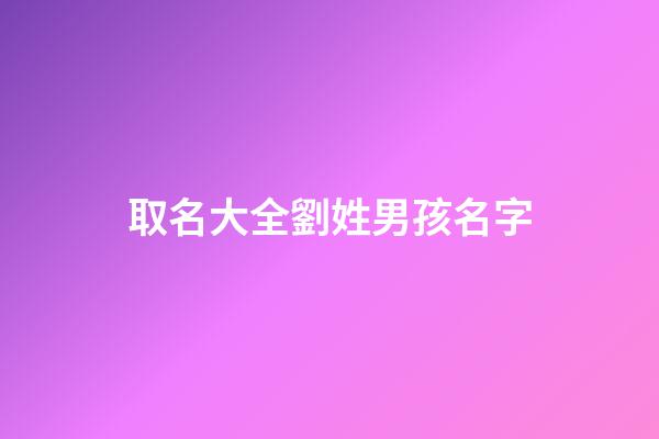取名大全劉姓男孩名字(劉姓男孩名字2023年名字大全)-第1張-男孩起名-玄機派
