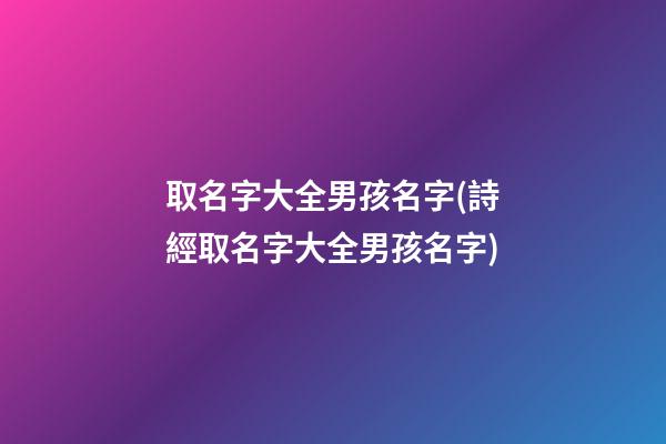 取名字大全男孩名字(詩經取名字大全男孩名字)